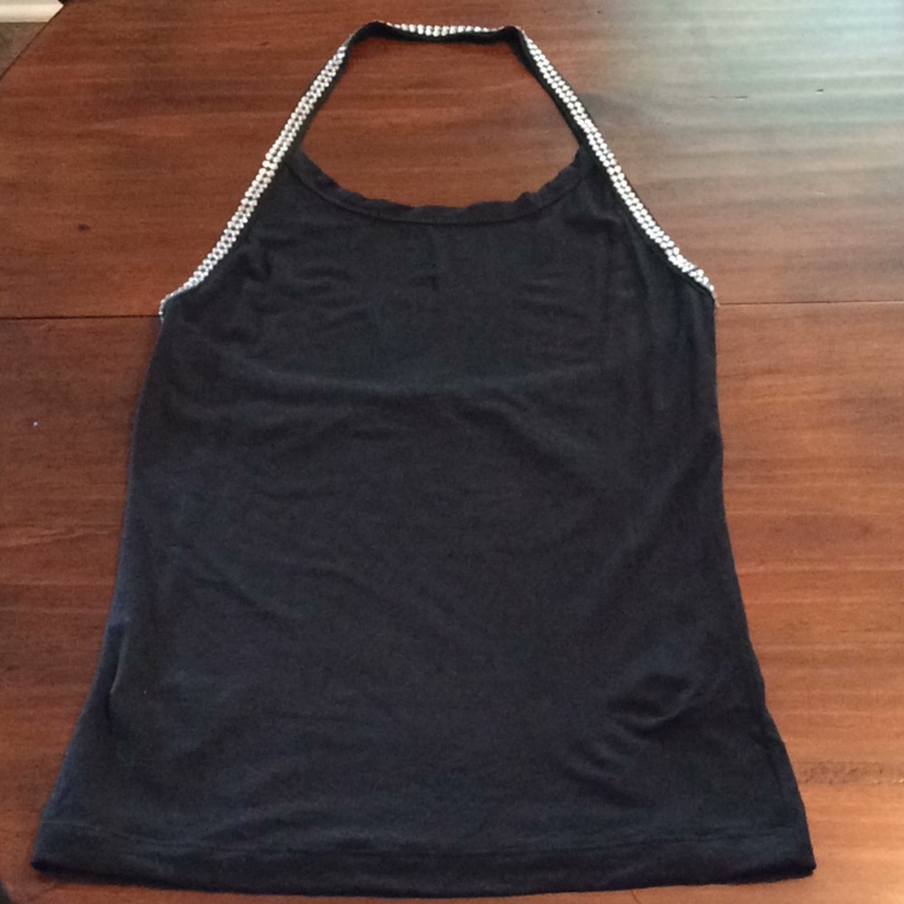 Rhinestone lined halter top